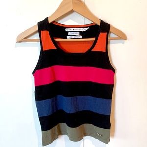 Hilfiger knit tank sweater top. S/P. Colorful, office ready, super soft stretchy